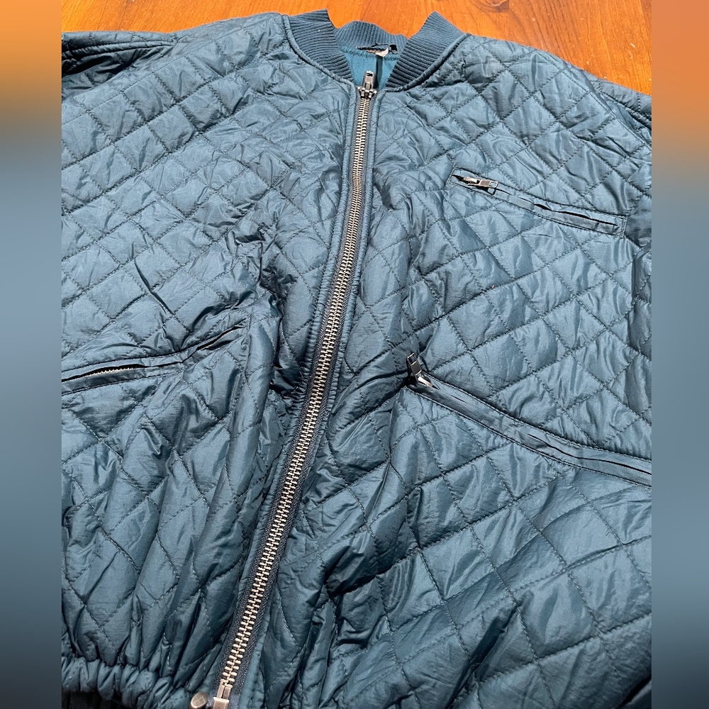 Free People Oversized Easy Quilted Bomber Flight Jacket Coat Zip Up Size Large - Picture 6 of 7
